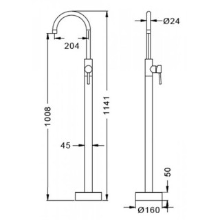 Karag ARTEMIS S28223 CHROME Смесител за мивка или вана за монтаж на под, хром